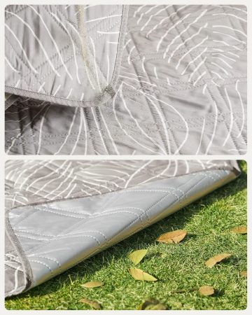 Patura picnic impermeabila 200x200 cm, cu ancore de fixare, pliabila, lavabila, multistrat, kaki cu model tropical [2]