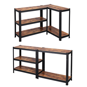 SONGMICS Raft cadru metalic modular pentru depozitare, 5 polite, 150x75x30cm, sarcina 650 kg, maro rustic [10]