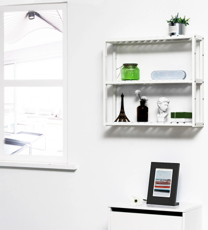 Raft de depozitare din bambus, 3 polite, pentru bucatarie sau baie, 60x15x54 cm, alb [3]