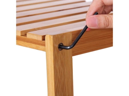 Raft de depozitare din bambus, 5 polite, pentru bucatarie sau baie, 130x60x26cm, maro natural [5]