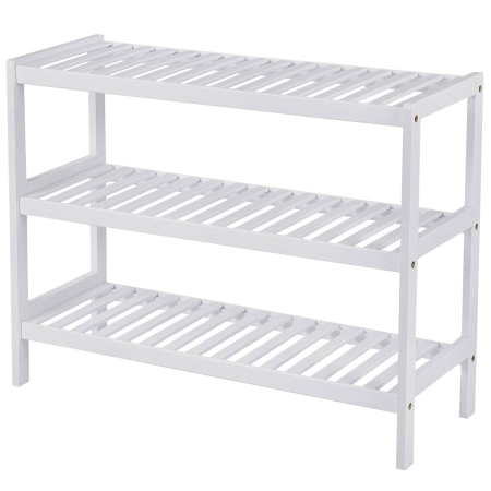 Mobila baie - SONGMICS Raft de depozitare din bambus, cu 3 niveluri, 26x70x55cm, alb