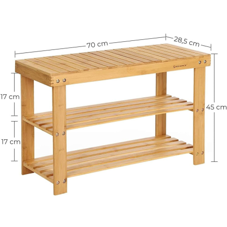 SONGMICS Raft de depozitare din bambus, cu 3 niveluri, 28x70x45cm, maro [12]