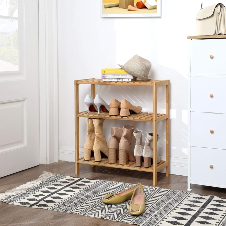 Raft de depozitare din bambus, cu 3 niveluri, 60x26x66 cm, maro [4]