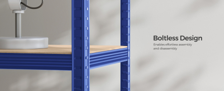 SONGMICS Raft de depozitare metalic, cu rafturi din MDF, 5 polite, max. 875 kg, 180x90x40cm, albastru [9]