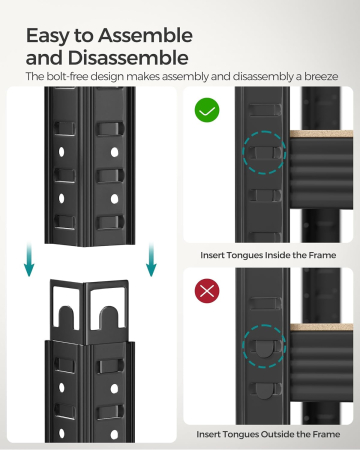 SONGMICS Raft de depozitare metalic, cu rafturi din PAL, 5 polite, max. 600 kg, 200x100x50cm, negru [5]