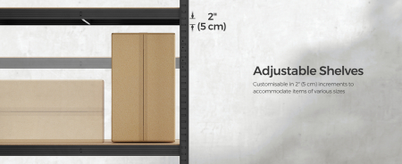 SONGMICS Raft de depozitare metalic, cu rafturi din PAL, 5 polite, max. 600 kg, 200x100x50cm, negru [10]