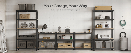 SONGMICS Raft de depozitare metalic, cu rafturi din PAL, 5 polite, max. 600 kg, 200x100x50cm, negru [9]