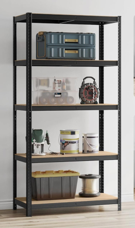 SONGMICS Raft de depozitare metalic, cu rafturi din PAL, 5 polite, max. 600 kg, 200x100x50cm, negru [6]