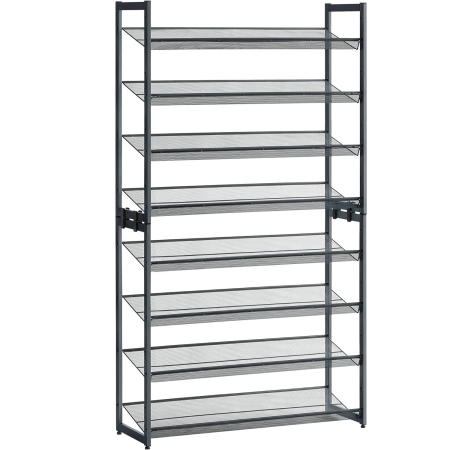 Pantofare - SONGMICS Raft de depozitare pantofi, pe 8 nivele, cu polite reglabile, pentru 32-40 de perechi, 31x92x163cm, gri