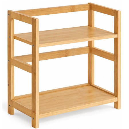 Bucatarie - Raft de depozitare pe 2 niveluri, MDF, organizator de birou sau bucatarie, 42x18x43 cm, bej natural