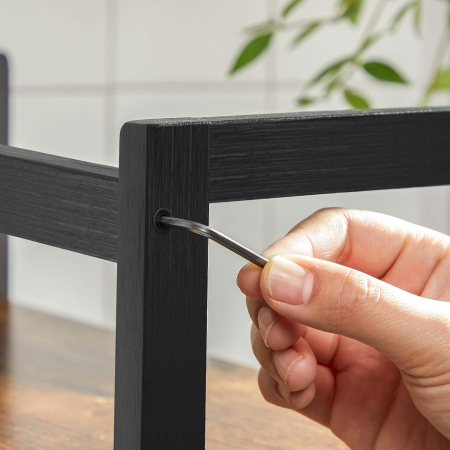 Raft de depozitare pe 2 niveluri, MDF, organizator de birou sau bucatarie, 42x18x43 cm, maro rustic [5]