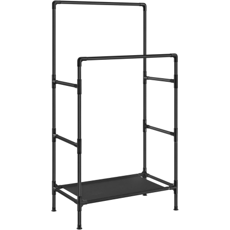 Mobila hol - SONGMICS Raft de haine din metal, cu 2 bare de haine si 1 raft, stil industrial, 45x83x157cm, negru