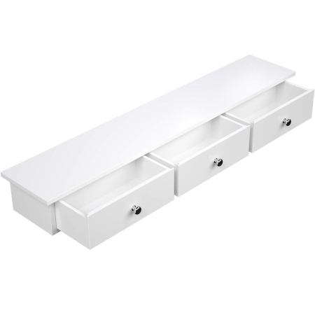 Living & hol - Raft de perete plutitor cu 3 sertare, din MDF lucios, 80x15x10 cm, alb
