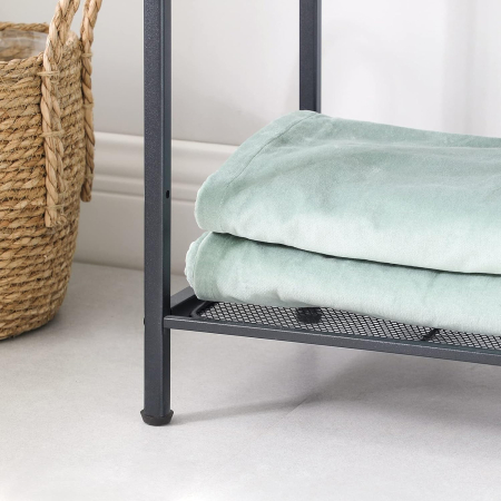 Raft metalic cu 3 niveluri, polite ajustabile, pentru baie sau bucatarie, stil industrial, 38x30x72 cm, negru [6]