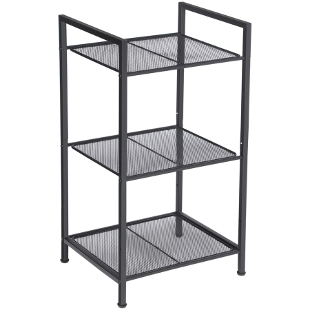Mobilier pentru baie - Raft metalic cu 3 niveluri, polite ajustabile, pentru baie sau bucatarie, stil industrial, 38x30x72 cm, negru