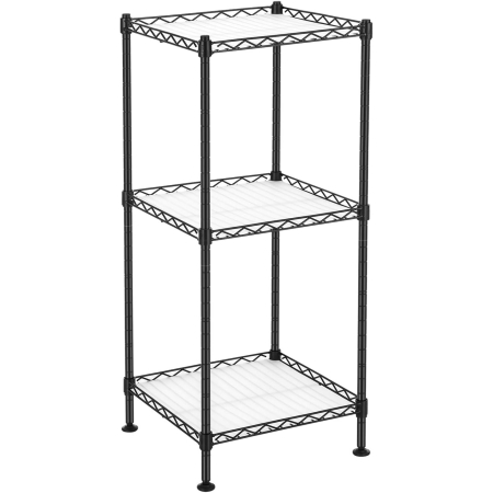 Mobilier pentru baie - Raft pentru baie sau bucatarie, cu 3 niveluri, polite reglabile si cadru metalic, 30x30x73 cm, negru