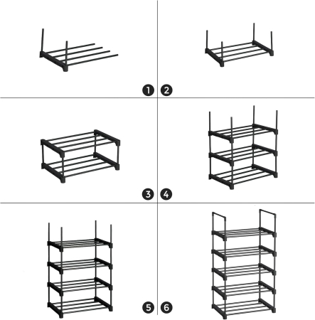Raft pentru pantofi 5 niveluri, suport metalic modular, pana la 10 perechi incaltaminte, 45x30x90 cm, negru [2]