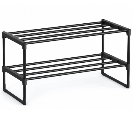 Living & hol - Raft pentru pantofi cu 2 niveluri, capacitate 6-9 perechi, 68x30x34 cm, negru