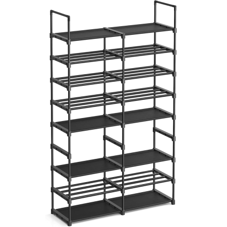 Living & hol - Raft pentru pantofi metalic, personalizabil, pana la 32 perechi, 30x87x158 cm, negru