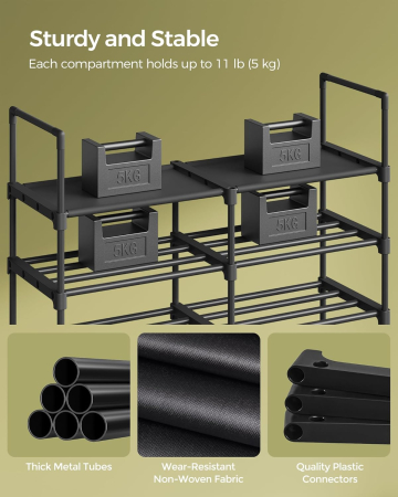 Raft pentru pantofi metalic, personalizabil, pana la 32 perechi, 30x87x158 cm, negru [5]