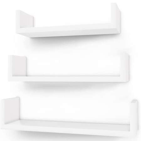 SONGMICS Rafturi plutitoare de perete, set 3 bucati, MDF, 30, 35 si 40 cm, alb [0]