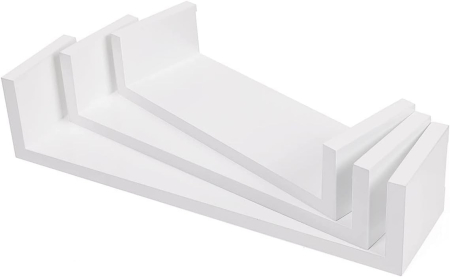 Rafturi plutitoare de perete, set 3 bucati, MDF, 30, 35 si 40 cm, alb [3]