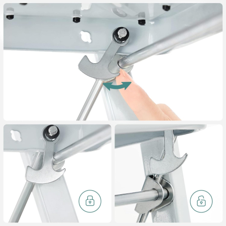 Scara pliabila cu 2 trepte, cauciuc antiderapant, sarcina 150 kg, otel, 45x55x82cm, alb si negru [6]