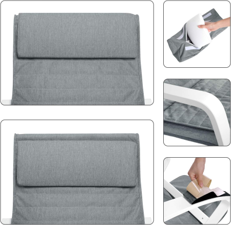 Scaun balansoar din lemn, suport picioare reglabil, maxim 150kg, 67x122x84cm, gri deschis [4]