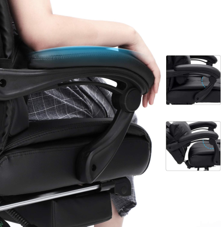 Scaun birou ergonomic, cu suport picioare retractabil, spatar reglabil 135Â°, maxim 150 kg, 70x70x125 cm, negru [4]