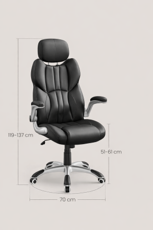 Scaun de birou ergonomic cu brate rabatabile, reglabil pe inaltime, suport cap ajustabil, 70x70x137 cm, negru [6]