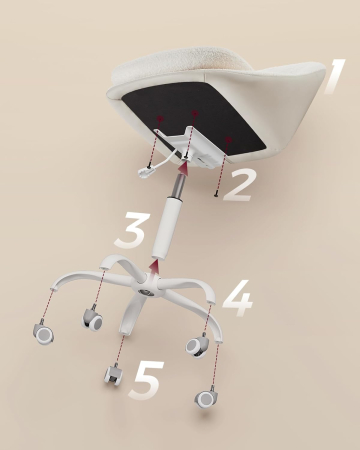 Scaun de birou ergonomic, inaltime reglabila, 60x60x(80-90) cm, bej [1]