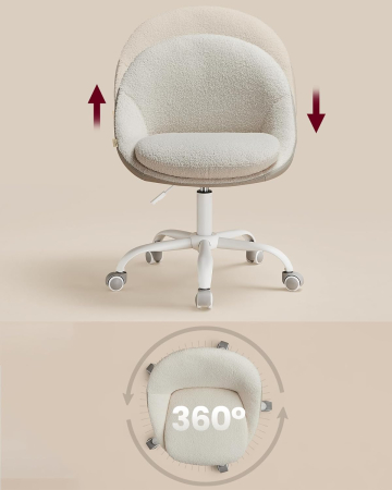 Scaun de birou ergonomic, inaltime reglabila, 60x60x(80-90) cm, bej [2]