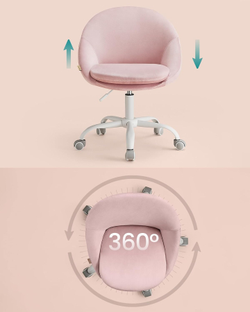 Scaun de birou ergonomic, inaltime reglabila, 60x60x(80-90) cm, roz pastel [2]