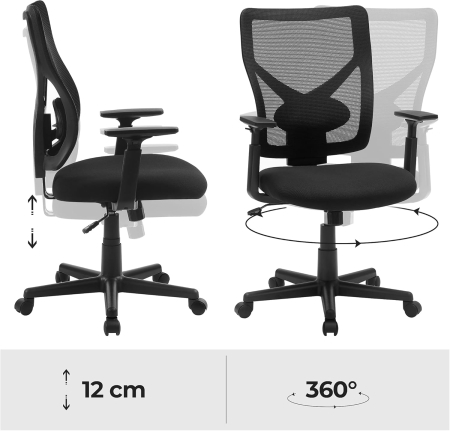 Scaun de birou ergonomic mesh, reglabil complet, brate si suport lombar ajustabile, 68x67x113 cm, negru [3]