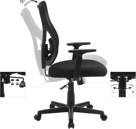 Scaun de birou ergonomic mesh, reglabil complet, brate si suport lombar ajustabile, 68x67x113 cm, negru [2]