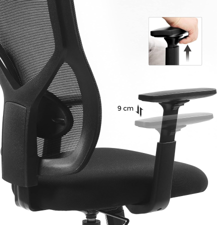 Scaun de birou ergonomic mesh, reglabil complet, brate si suport lombar ajustabile, 68x67x113 cm, negru [4]
