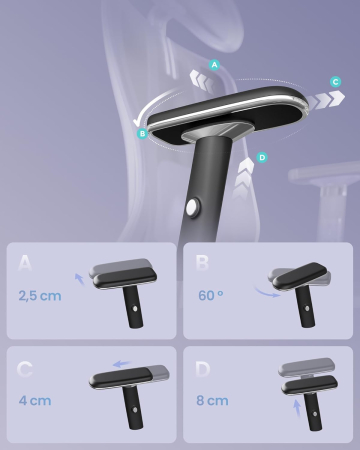 Scaun de birou ergonomic profesional, suport lombar reglabil, tetiera 2D, brate 4D, maxim 150 kg, 70x70x136 cm, negru [1]