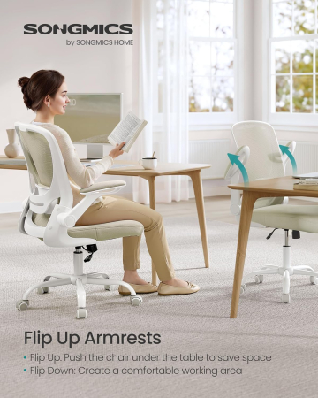 Scaun birou ergonomic reglabil spatar mesh suport lombar, 64x64x107 cm, maxim 120 kg, bej [6]