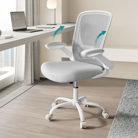 Scaun de birou ergonomic reglabil cu spatar mesh si suport lombar, maxim 120 kg, 64x64x107 cm, gri deschis [5]