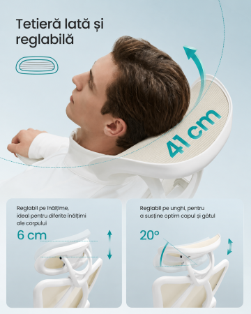 Scaun de birou ergonomic reglabil cu suport lombar si tetiera, maxim 120 kg, 70x70x125 cm, bej cappuccino [2]