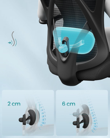 Scaun de birou ergonomic reglabil cu suport lombar si tetiera, maxim 120 kg, 70x70x125 cm, negru [4]