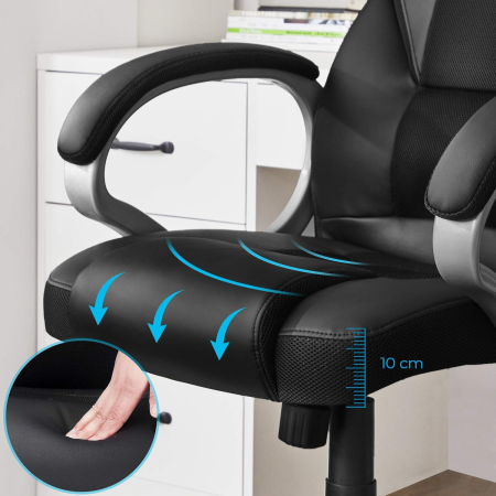 Scaun de birou ergonomic, reglabil pe inaltime, functie balans, tapitat piele sintetica, 54x50x122 cm, nergu [6]