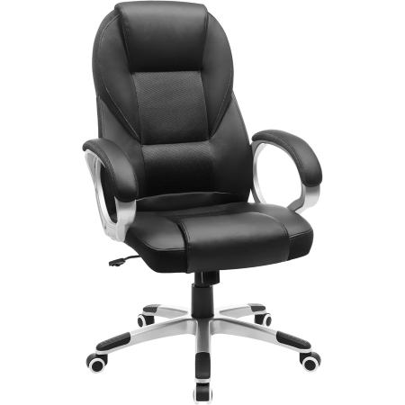 Mobila birou - Scaun de birou ergonomic, reglabil pe inaltime, functie balans, tapitat piele sintetica, 54x50x122 cm, nergu