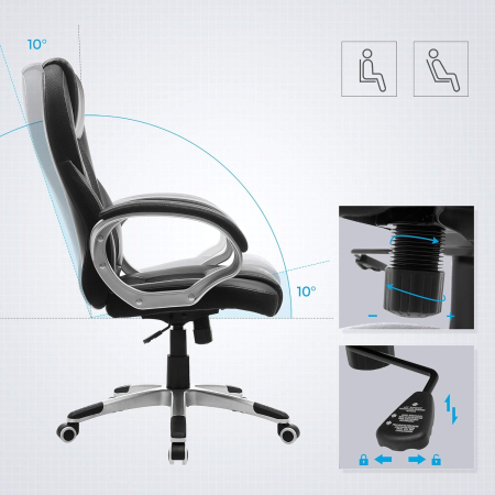 Scaun de birou ergonomic, reglabil pe inaltime, functie balans, tapitat piele sintetica, 54x50x122 cm, nergu [3]