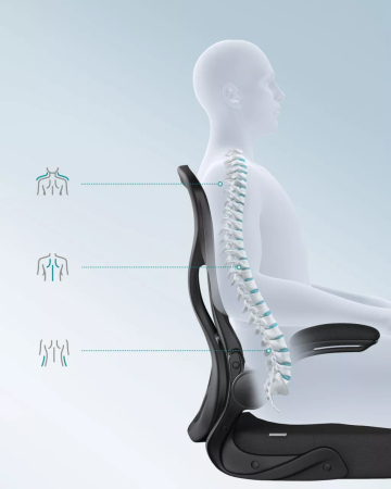 Scaun de birou ergonomic, reglabil pe inaltime, suport lombar, functie balans, 60x60x105 cm, negru [4]