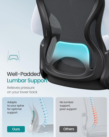 Scaun de birou ergonomic, spatar mesh cu suport lombar, reglabil pe inaltime, baza metalica, 60x60x106 cm, negru [4]