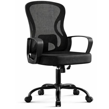 Dormitor & birou - Scaun de birou ergonomic, spatar mesh cu suport lombar, reglabil pe inaltime, baza metalica, 60x60x106 cm, negru