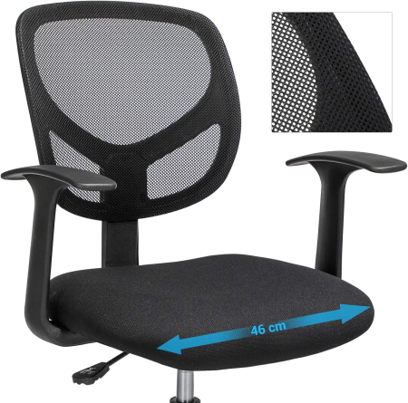 Scaun de birou inalt, rotativ, suport picioare reglabil, ajustare pe inaltime 55-75 cm, 64x64x97 cm, negru [5]
