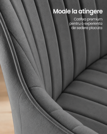Scaun de birou rotativ din catifea, reglabil pe inaltime, 64x62x84-94 cm, maxim 120 kg, gri [1]