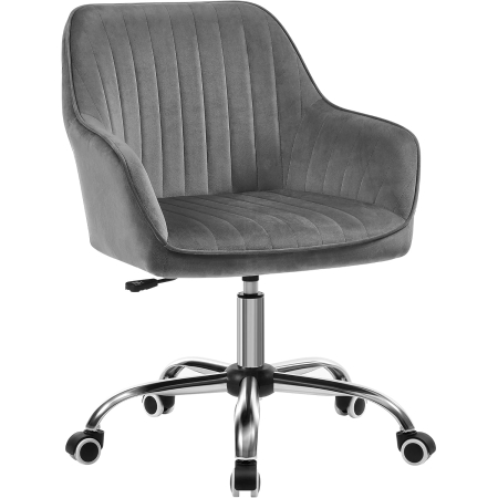 Dormitor & birou - Scaun de birou rotativ din catifea, reglabil pe inaltime, 64x62x84-94 cm, maxim 120 kg, gri
